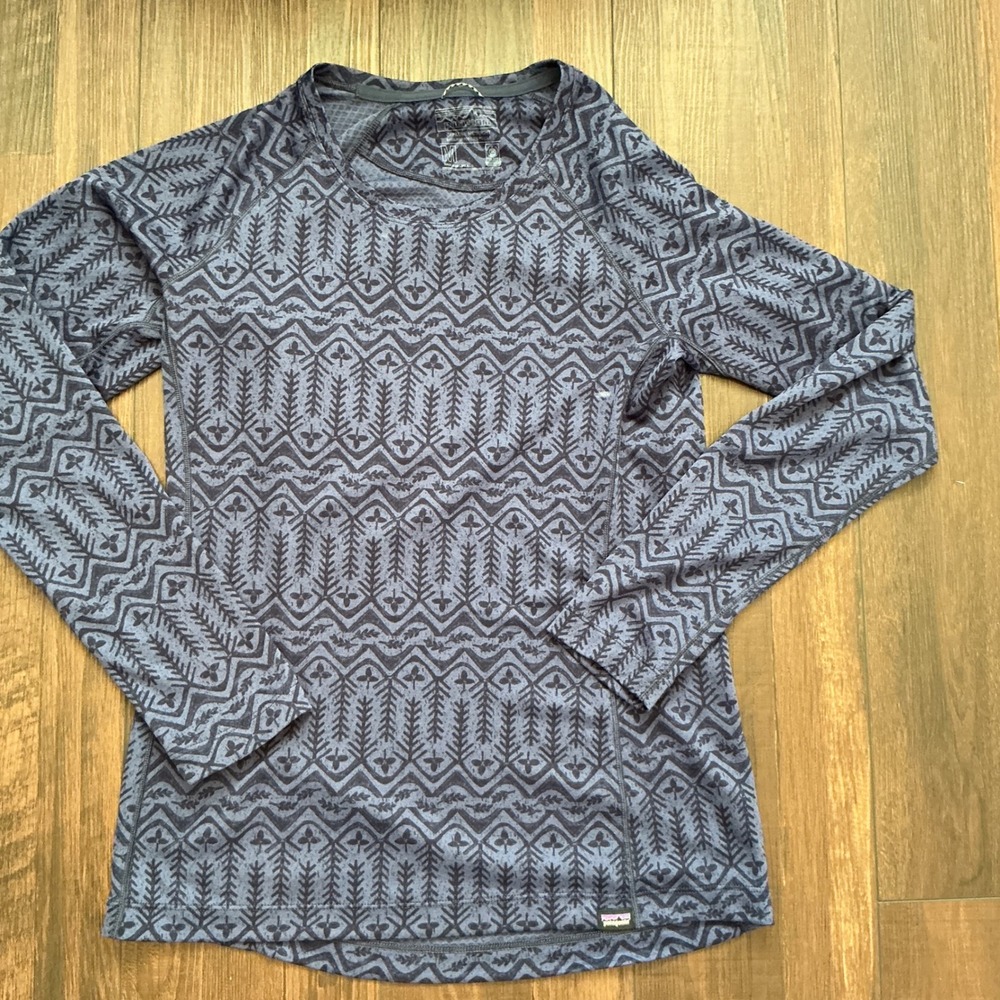 Patagonia Capilene Midweight Baselayer Top Blue Print Long Sleeve Size M Hiking